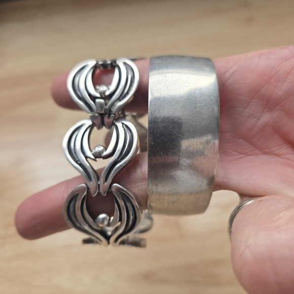 Vintage Sterling Silver 925 Cuff Bangle And Bracelet Wearable 93 Grams No Scrap - Picture 5 of 7